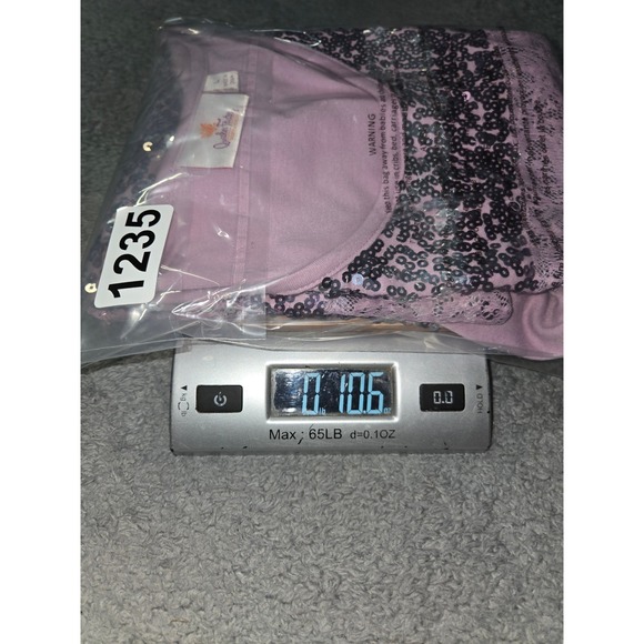 Quacker Factory Sequin Striped Tunic Top Long Sleeve Purple Pink Silver L Bling - Picture 5 of 5